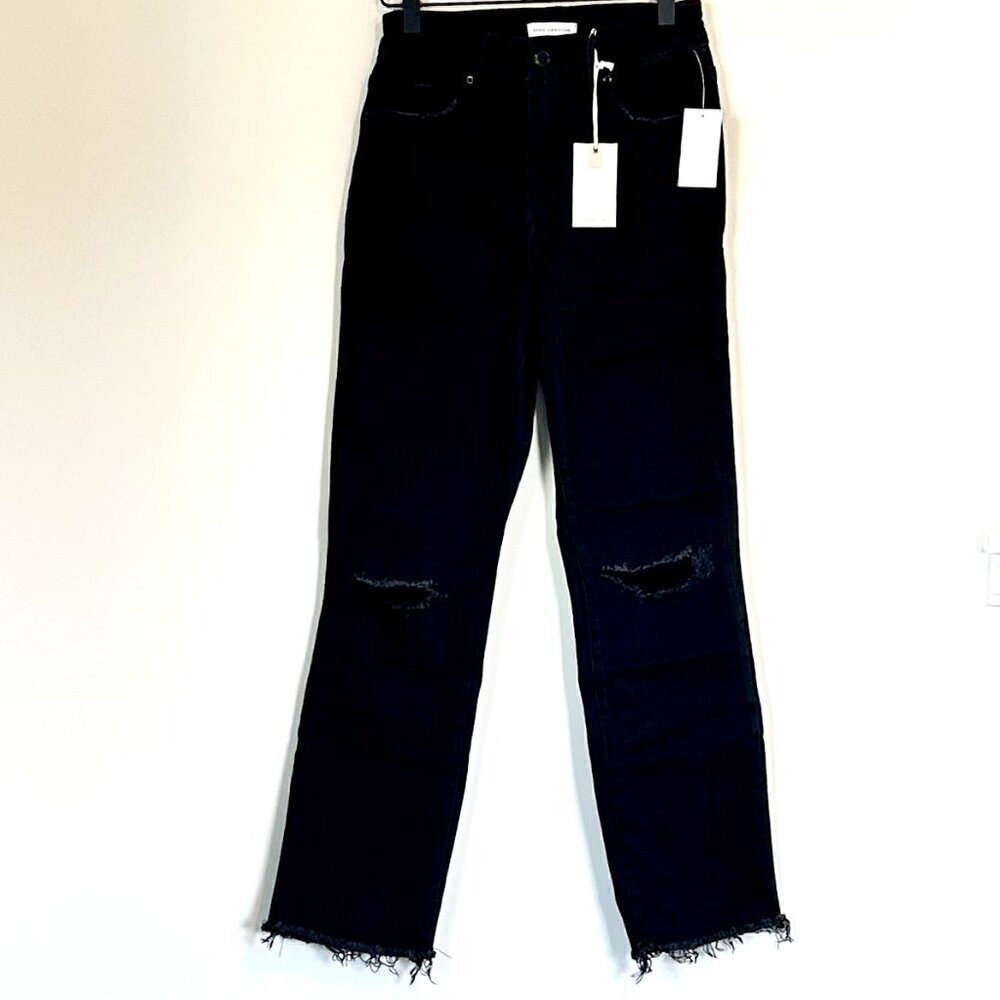 NWT Good American Black Good Legs Straight Fray Hem Jeans - Size: 4 - Picture 2 of 9